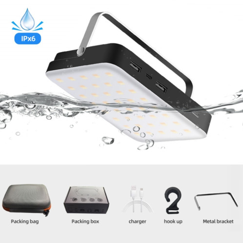 Camping en plein air LED étanche éclairage rechargeable USB (noir) SH801A379-015