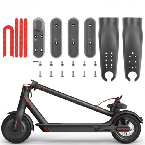 Pour Xiaomi M365 / PRO / 1S Accessoires de planche à roulettes Couverture de protection en plastique pour fourche avant Jeu de barres réfléchissantes (noir) SH601A809-05