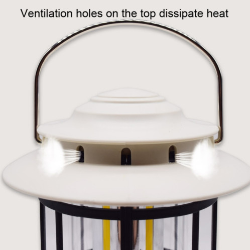 Lampe de cheval d'atmosphère rétro de tente extérieure imperméable, couleur: blanc d'énergie solaire SH20041384-011