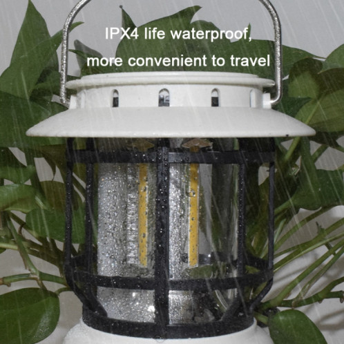 Lampe de cheval d'atmosphère rétro de tente extérieure imperméable, couleur: blanc d'énergie solaire SH20041384-011