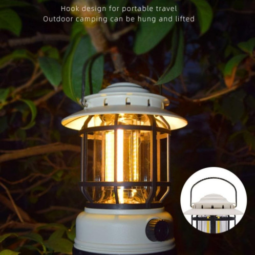 Lampe de cheval d'atmosphère rétro de tente extérieure imperméable, couleur: blanc d'énergie solaire SH20041384-011