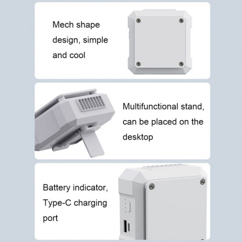 Ventilateur d'éclairage extérieur monté à la taille avec fonction d'alimentation, support multifonctionnel, ventilateur de cou suspendu (blanc) SH601B1478-010