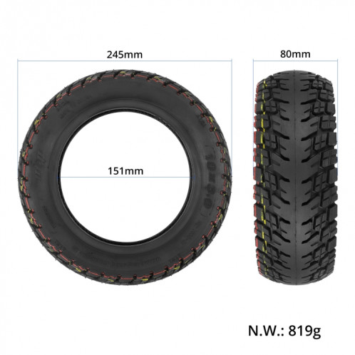 Ulip 10 x 3,0 10 pouces Scooter électrique épaissi pneu tout-terrain sans chambre à air pour Dualtron Zero 10X, Kaabo Wolf Warrior, Kaabo Mantis 10 avec buse à gaz SH5602871-06