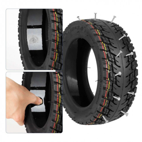 Ulip 10 x 3,0 10 pouces Scooter électrique épaissi pneu tout-terrain sans chambre à air pour Dualtron Zero 10X, Kaabo Wolf Warrior, Kaabo Mantis 10 avec buse à gaz SH5602871-06