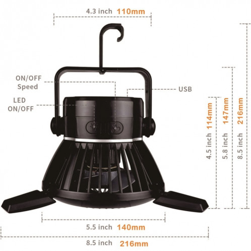 Lampe de camping solaire ventilateur multifonctionnel lumière LED lumière de secours lampe anti-moustique SH80521804-08
