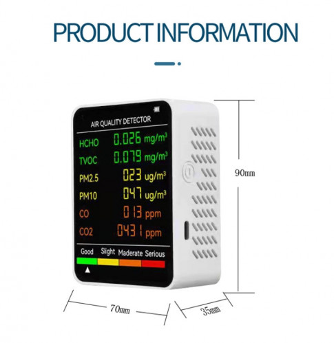 Détecteur de qualité de l'air PM2.5/PM10 Moniteur de qualité de l'air intérieur (noir) SH301B260-08