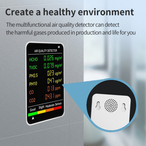 Détecteur de qualité de l'air PM2.5/PM10 Moniteur de qualité de l'air intérieur (noir) SH301B260-08