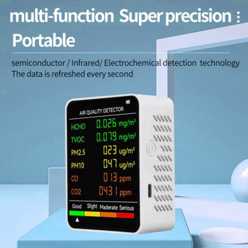 Détecteur de qualité de l'air PM2.5/PM10 Moniteur de qualité de l'air intérieur (noir) SH301B260-08