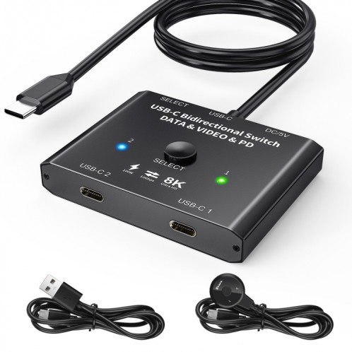 KC-C201 Commutateur bidirectionnel 8K30 Type-C / USB-C Répartiteur HD 10 Gbit/s SH67011635-04