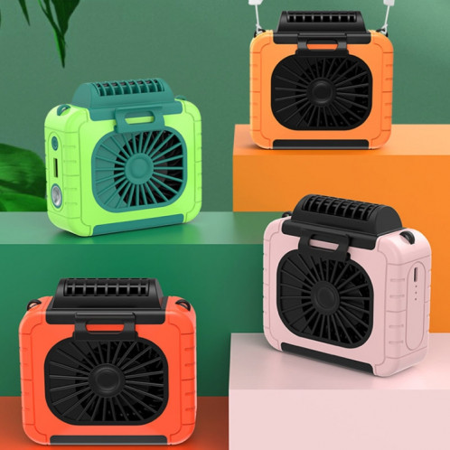 Ventilateur d'éclairage extérieur monté à la taille avec fonction d'alimentation, support multifonctionnel, ventilateur de cou suspendu (vert herbe) SH901F245-014