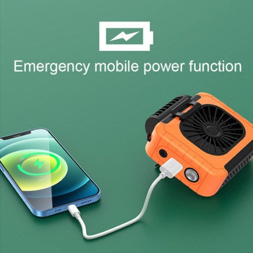 Ventilateur d'éclairage extérieur monté à la taille avec fonction d'alimentation, support multifonctionnel, ventilateur de cou suspendu (jaune) SH901E860-014