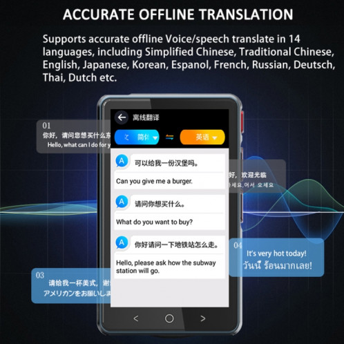P40 Multi-pays Smart Translator Interprétation simultanée Photo hors ligne Traduction Enregistrement à la traduction (Noir) SH001A128-011