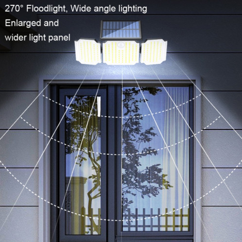Lampe de cour extérieure solaire à 3 têtes 238 LED Lampe de rue à induction pour corps humain étanche SH11011007-013