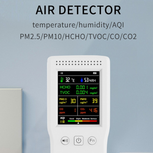 Détecteur de qualité de l'air 9 en 1 Détecteur de formaldéhyde de haute précision (noir) SH101B280-09