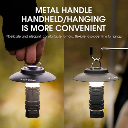 WEST BIKING Phare d'extérieur Lampe de camping LED Lampe de poche d'urgence magnétique portable (Noir) SW601A1547-012