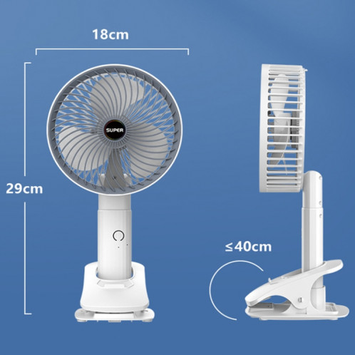 Ventilateur de bureau portable avec clip de charge USB Ventilateur de poche rotatif multifonctionnel (gris) SH001A118-010