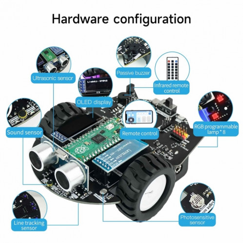 Kit de carte de développement de voiture intelligente de programmation Yahboom Python pour Raspberry Pi Pico (robot Pico) SY201A1094-021