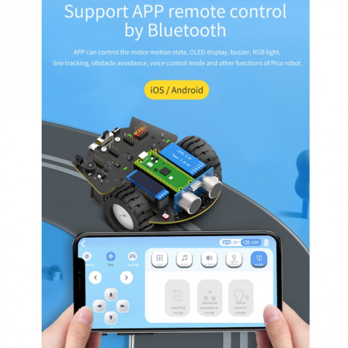 Kit de carte de développement de voiture intelligente de programmation Yahboom Python pour Raspberry Pi Pico (robot Pico) SY201A1094-021