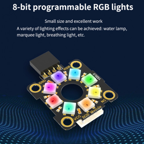 Module d'anneau lumineux RVB couleur Yahboom 8 bits carte de développement Microbit Raspberry Pi Pico SY8608678-015