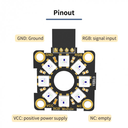 Module d'anneau lumineux RVB couleur Yahboom 8 bits carte de développement Microbit Raspberry Pi Pico SY8608678-015