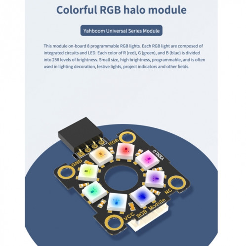 Module d'anneau lumineux RVB couleur Yahboom 8 bits carte de développement Microbit Raspberry Pi Pico SY8608678-015