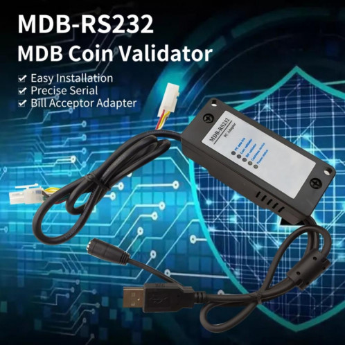 MDB-RS232 2020 Version USB Données du validateur de pièces MDB sur PC RS232 pour distributeur automatique SH86211913-05