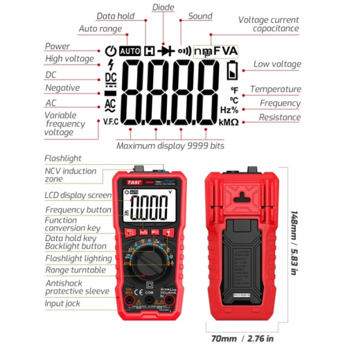 TASI TA801B multimètre numérique intégré manuel automatisé ampèremètre à affichage numérique de haute précision ST35011542-014