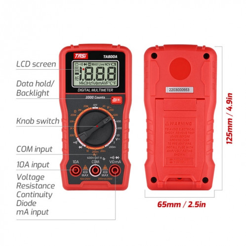 TASI TA800A Compteur Universel Compteur Numérique Haute Précision Complètement Automatique ST86371563-010