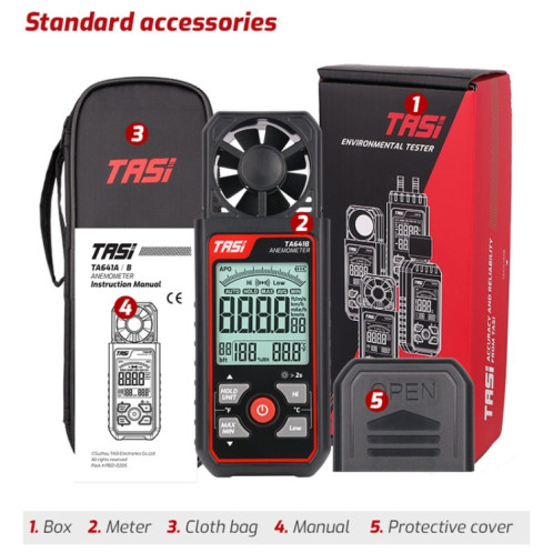 TASI TA641B Instrument de vitesse du vent de haute précision Testeur de volume du vent Compteur de vitesse du vent portable ST3902380-011