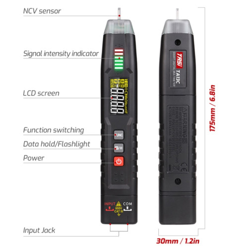 TASI TA13C Smart Pen Multimètre Numérique Multimètre Portable Compact Haute Précision ST8647325-010