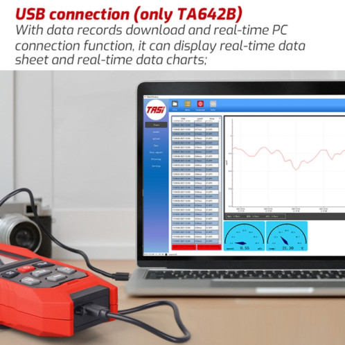 TASI TA642B Testeur de volume d'air de compteur de vitesse de vent numérique portable ST5402232-012