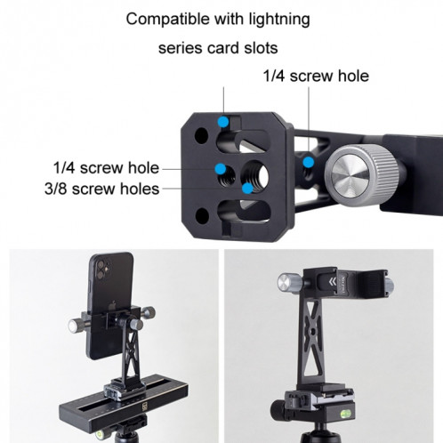 XILETU Metal Swivel Cold Shoe Mobile Phone Clip Photographie Trépied Fixe SX8664516-011