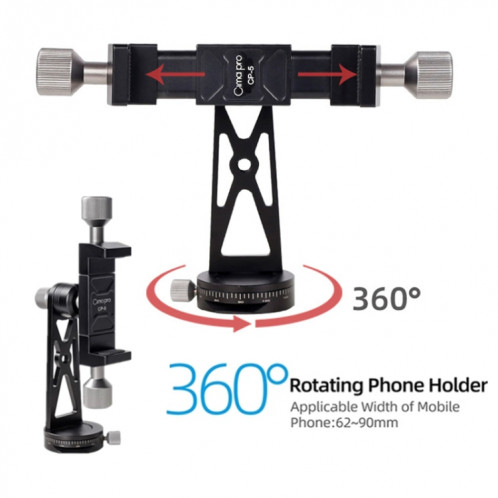 Support de photographie pour trépied en direct avec clip de téléphone portable rotatif Cimapro (CP-5) SC801A3-012