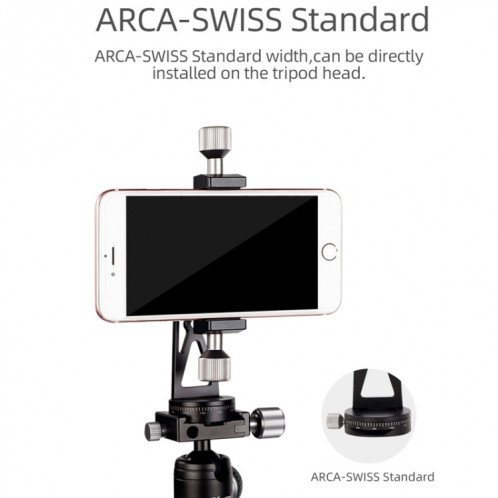 Support de photographie pour trépied en direct avec clip de téléphone portable rotatif Cimapro (CP-5) SC801A3-012