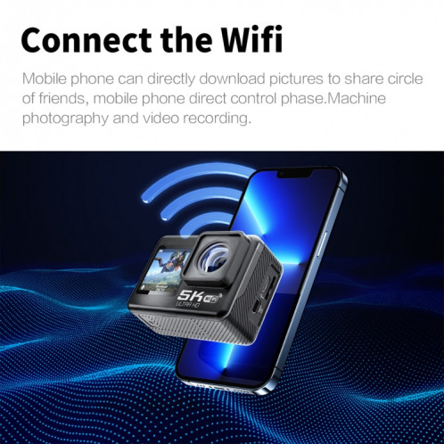 5K / 30FPS WIFI HD Anti-Shake Remote Touch Dual-Screen IP68 Caméra de sport étanche, Style: Caméra + Carte 128G SH78031154-016