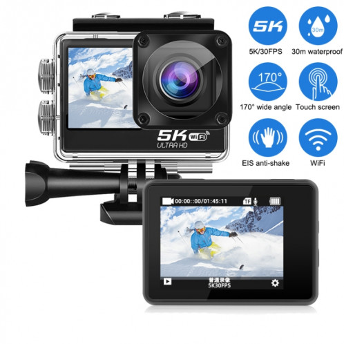 5K / 30FPS WIFI HD Anti-Shake Remote Touch Dual-Screen IP68 Caméra de sport étanche, Style: Caméra + Carte 128G SH78031154-016