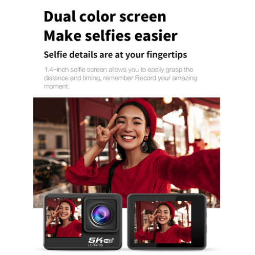 5K / 30FPS WIFI HD Anti-Shake Remote Touch Dual-Screen IP68 Caméra de sport étanche, Style: Caméra + Carte 128G SH78031154-016