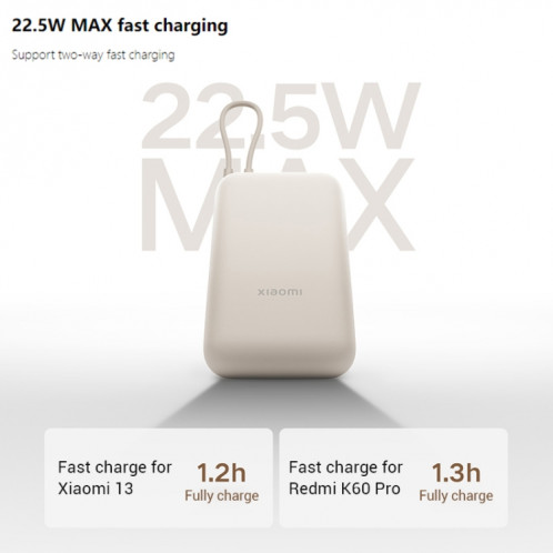 Xiaomi P15ZM câble intégré 10000 mAh version de poche Mini alimentation mobile (marron clair) SX901A138-07