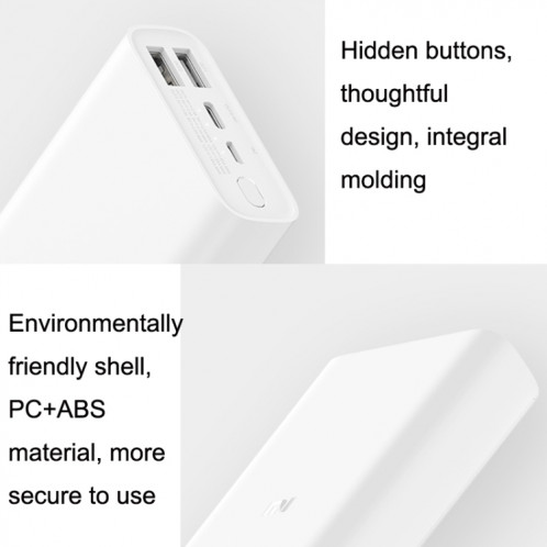 Original Xiaomi Power Bank Pocket Edition 10000mAh Charge Rapide Intelligente Haute Puissance (Blanc) SX001A799-011