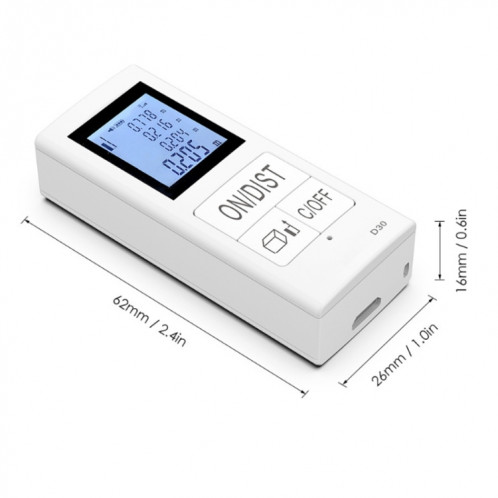 Mini télémètre électronique infrarouge rechargeable portable de 30 m (blanc) SH801A656-011