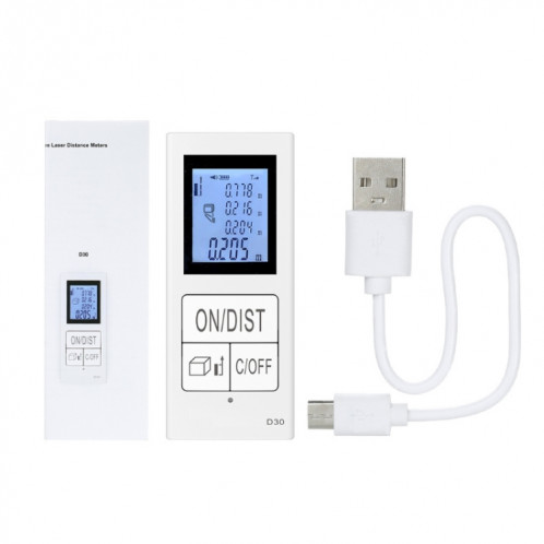 Mini télémètre électronique infrarouge rechargeable portable de 30 m (blanc) SH801A656-011