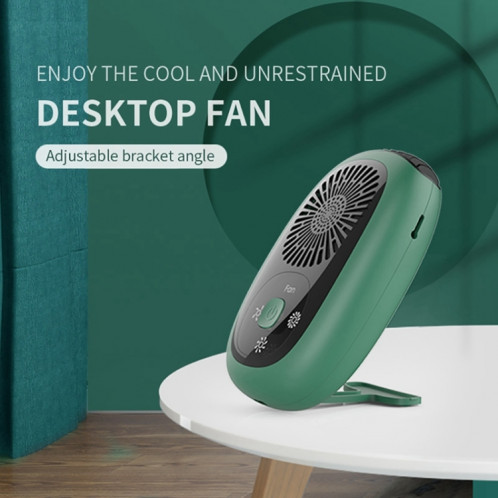 Ventilateur de cou suspendu sans feuilles Mini ventilateur portable Ventilateur rechargeable USB sans ions négatifs vert SH0602377-09