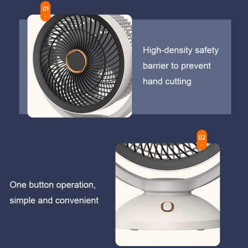 Ventilateur turbo rotatif domestique à circulation d'air de bureau, style: modèle de charge SH0602429-014