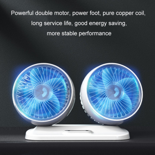 Ventilateur de voiture 12v/24v interface USB puissant ventilateur électrique à double tête (blanc nacré) SH601B502-013