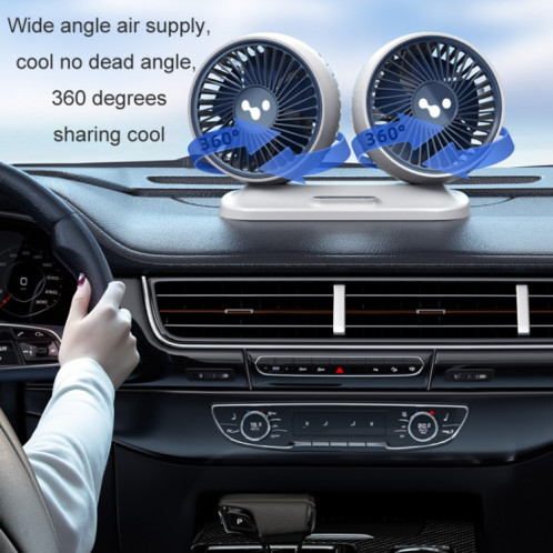 Ventilateur de voiture 12v/24v interface USB puissant ventilateur électrique à double tête (blanc nacré) SH601B502-013