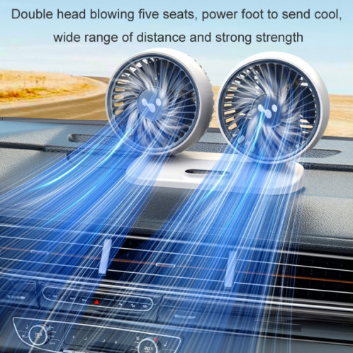 Ventilateur de voiture 12v/24v interface USB puissant ventilateur électrique à double tête (blanc nacré) SH601B502-013