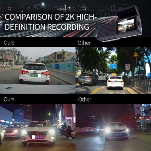 Enregistreur de conduite de voiture WIFI de voiture de vision nocturne FISANG 2K HD, style: double enregistrement 2K + 720P SF59011875-014
