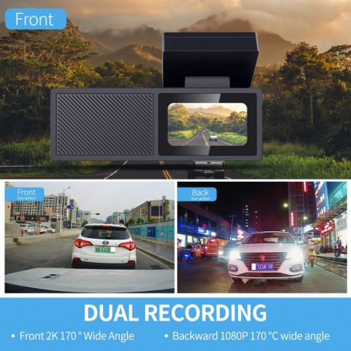 Enregistreur de conduite de voiture WIFI de voiture de vision nocturne FISANG 2K HD, style: double enregistrement 2K + 720P SF59011875-014