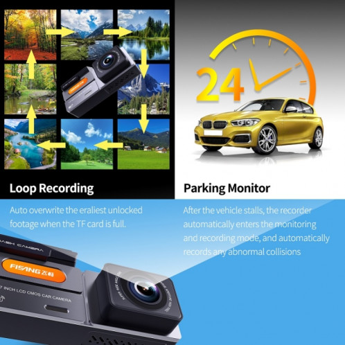 Enregistreur de conduite de voiture WIFI de voiture de vision nocturne FISANG 2K HD, style: double enregistrement 2K + 720P SF59011875-014
