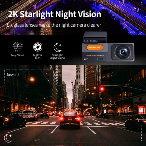 FISANG 2K HD Enregistreur de conduite de voiture WIFI à vision nocturne, style: enregistrement unique 2K SF5902587-013